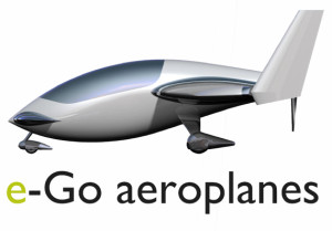e-Go Aeroplane logo with a futuristic plane above