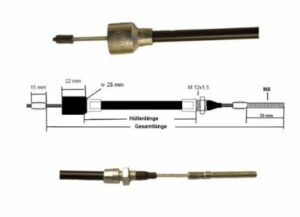 Black and silver brake cable with a diagram