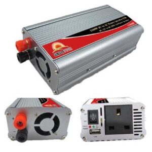 Silver 1500w inverter with red and black fittings