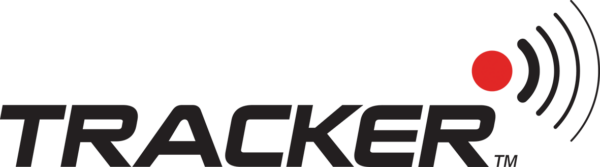 Tracker logo with a red circle and varying curved lines