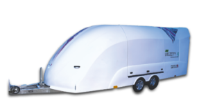 White enclosed velocity vehicle trailer