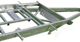 Galvanised metal trailer chassis