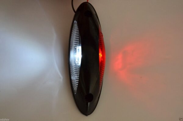 Black LED side marker light with one red side and one white side